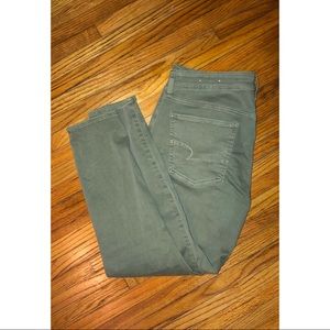 American Eagle Army Green High Waisted Jeans